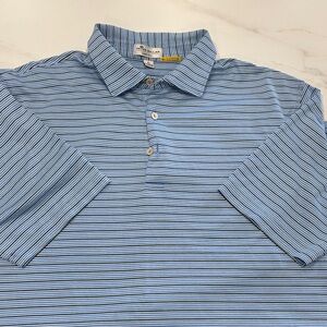 Peter Millar Navy and Sky Striped Polo Shirt